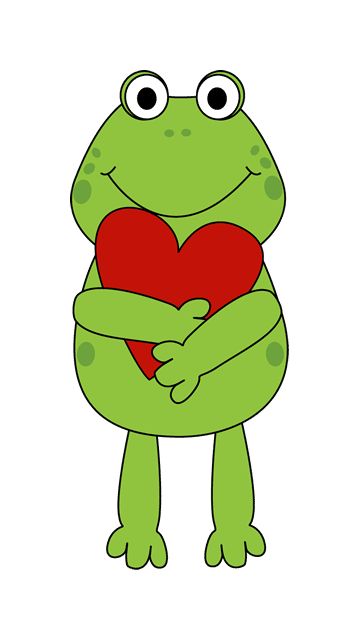 Frog hugging a heart clipart.