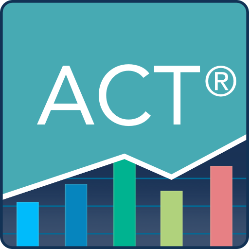 The letters ACT in white with a teal background, below in a multi color data bars.