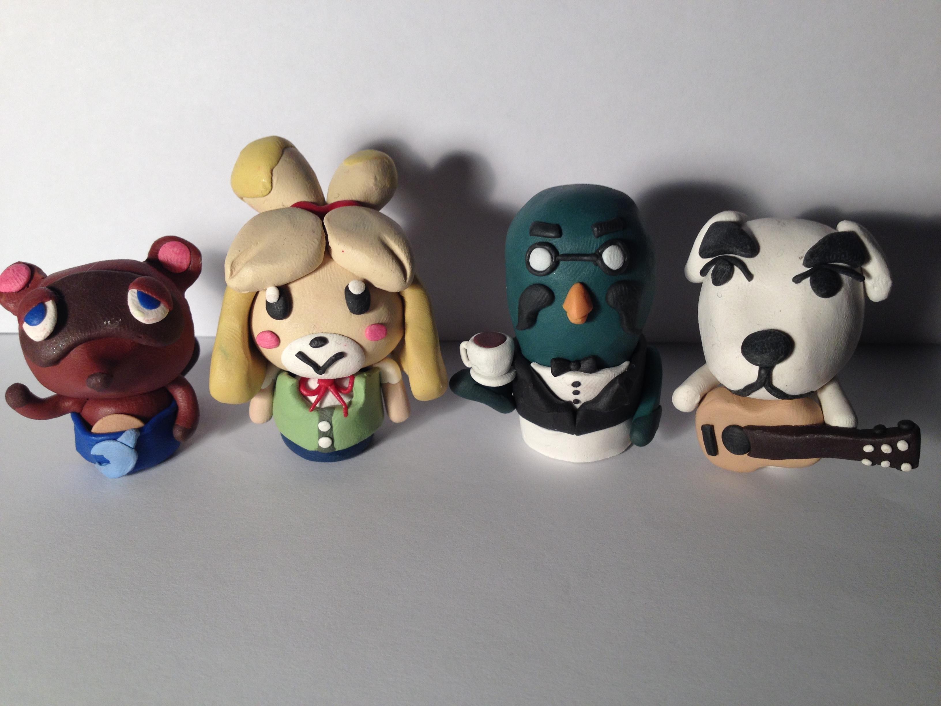 Animal Crossing figures made with clay.
