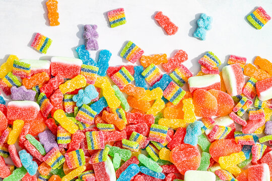 a different colorful sour candies