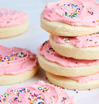 Picture of pink frosted cookies.