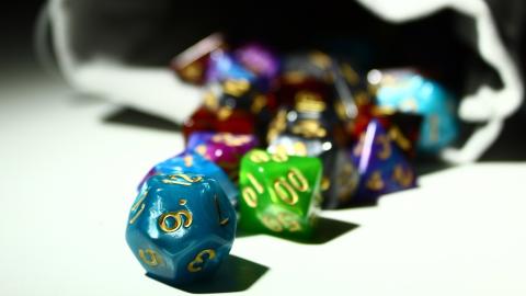 Close up picture of dice used for Dungeons & Dragons