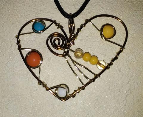 beaded heart pendant