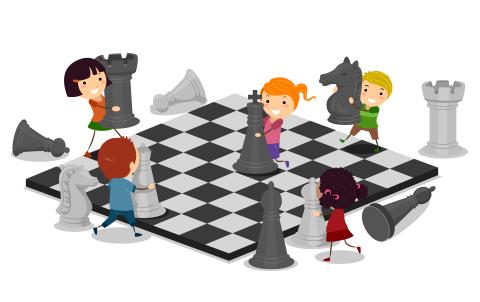 cartoon chess board and kids