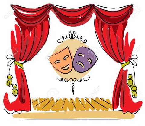 Theatre masks and stage clipart.