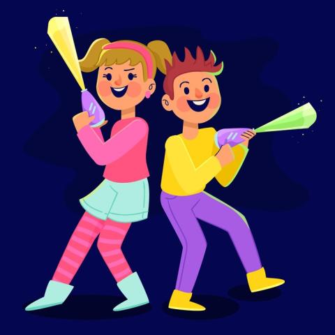 Clipart kids playing laser tag