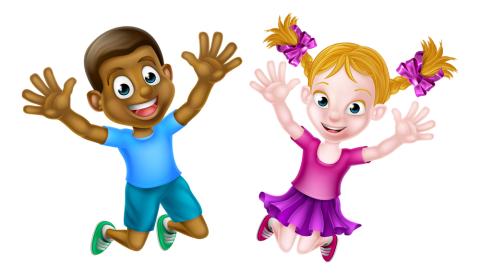 clipart kids jumping