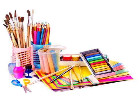 various arts and crafts supplies