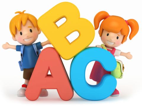 ABC letters and cartoon kids