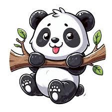 Clipart panda hanging on a branch