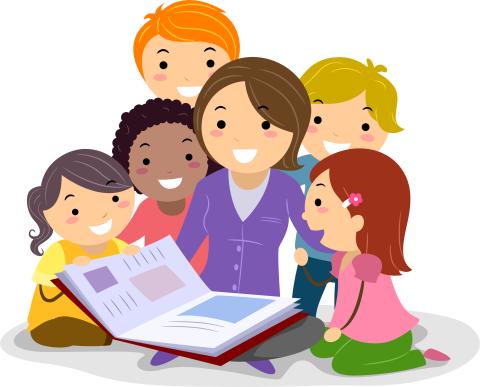 Kids being read to clipart