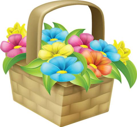 Basket of flowers clipart