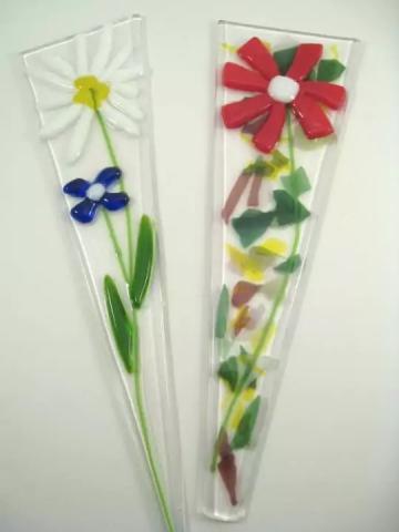 fused glass garden stake