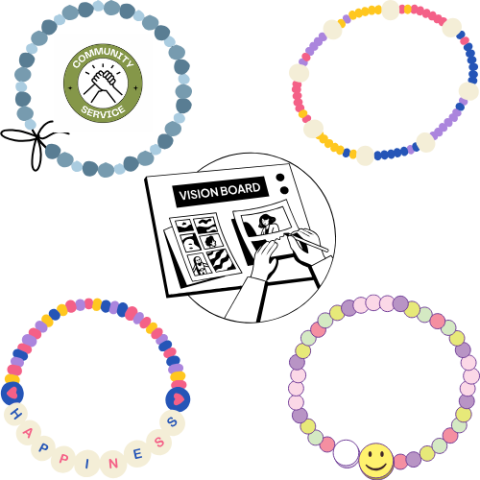Bracelets and a vision board