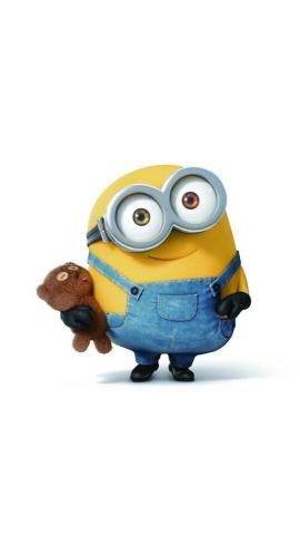 Minion holding teddy bear