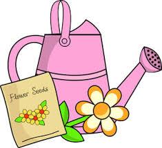 Watering can and seed packet.