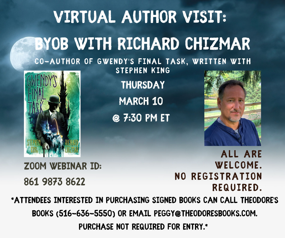 Picture of the cover of the book Gwendy's Final Task and of author Richard Chizmar.