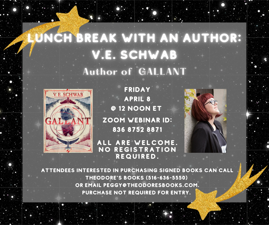 Picture of Author V.E. Schwab and her book Gallant