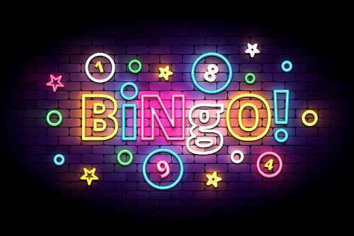 Neon lights that spell out BINGO