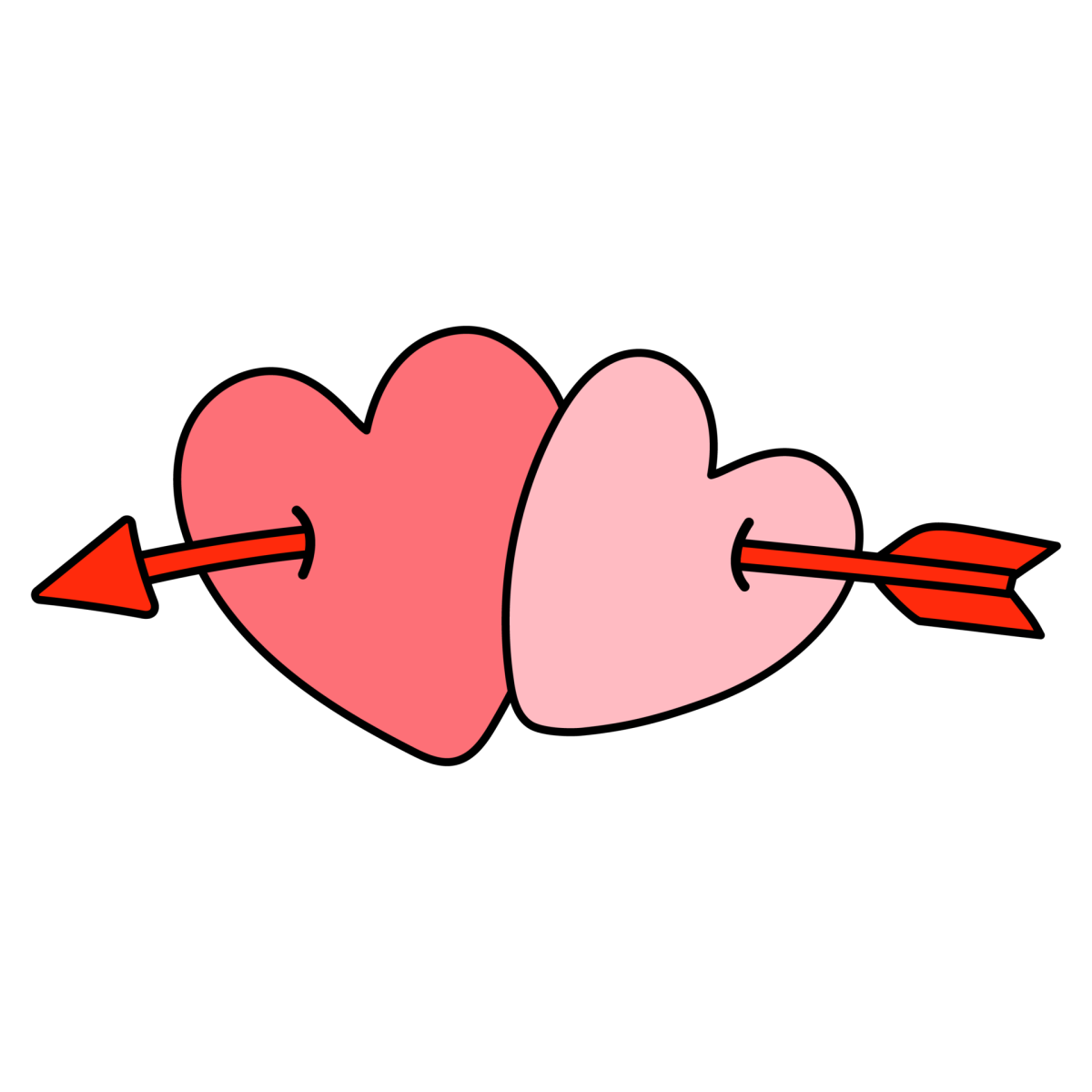 two hearts with arrow 