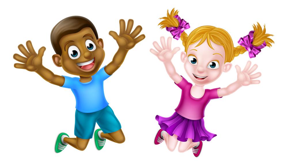 clipart kids jumping