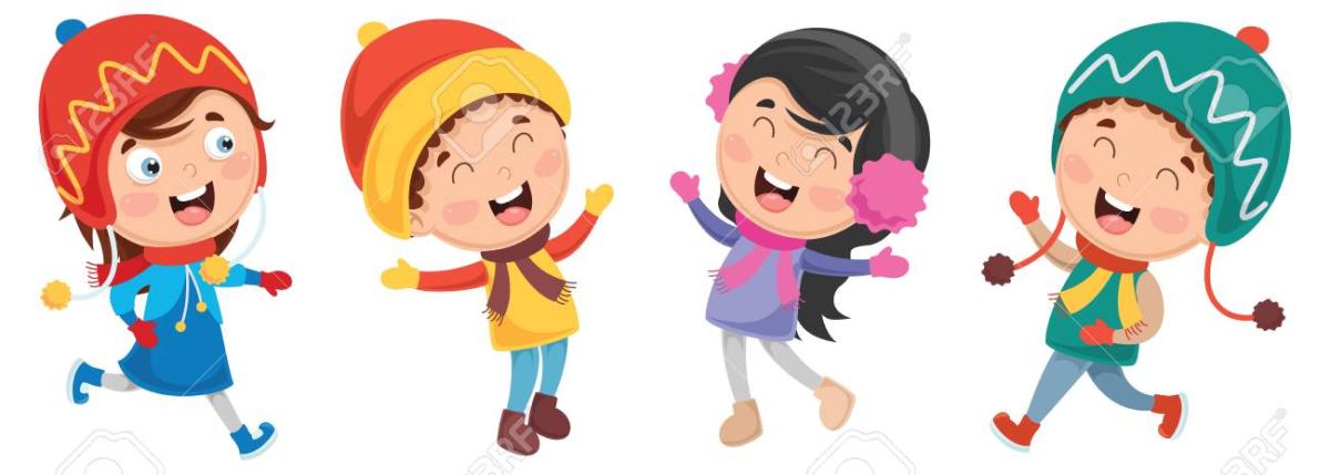 Kids laughing in winter gear clipart