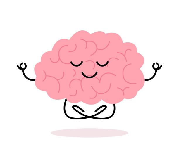 A clip art of a brain meditating