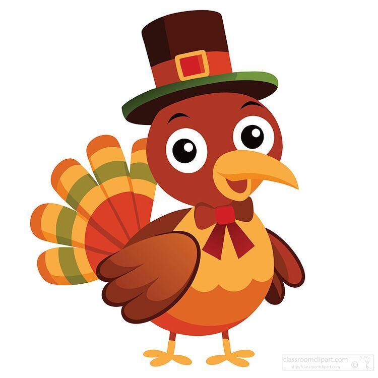 clipart turkey wearing a hat