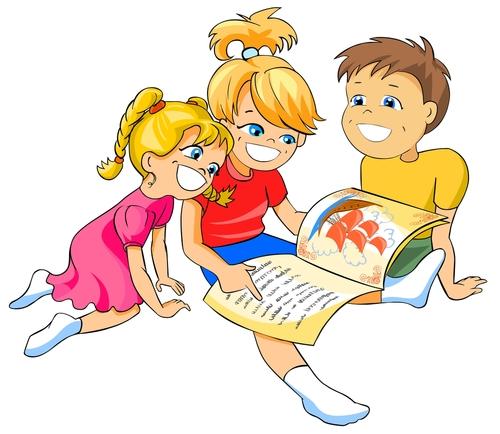 Clipart of kids reading together